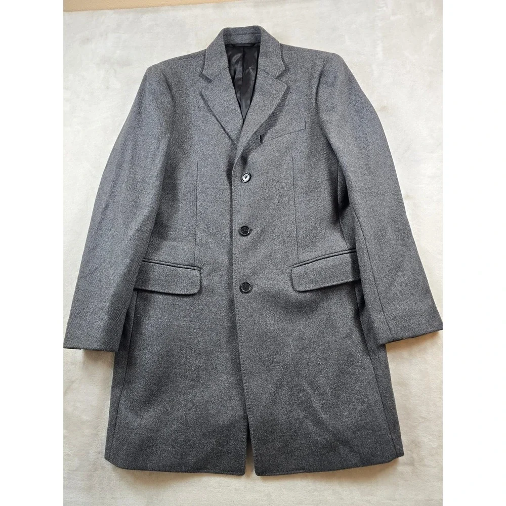 Banana Republic Overcoat Mens Small Gray Wool Italian Fabric Mario Bellucci